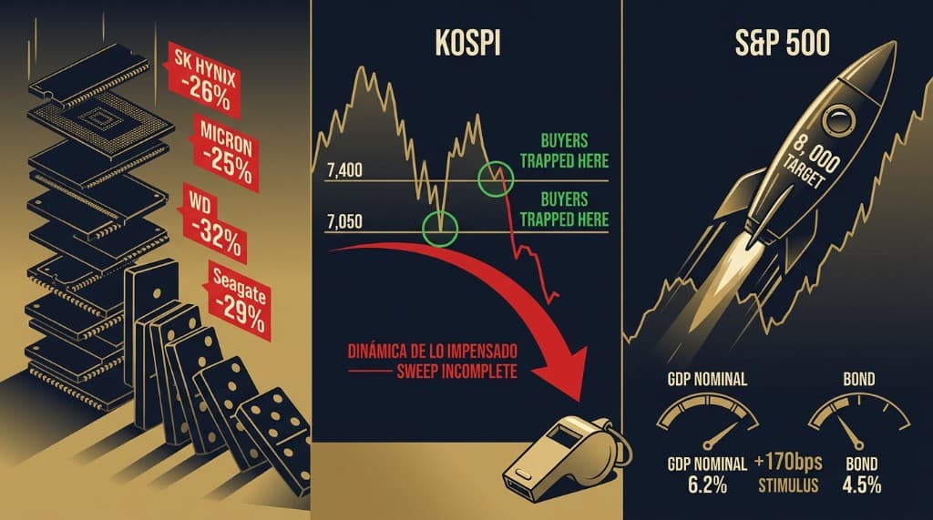 El crash de la memoria, la barrida del KOSPI y por qué el S&P 500 va a 8.000